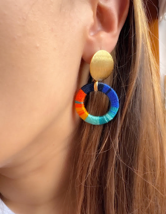 Aretes Origen Nuqui Azul Naranja