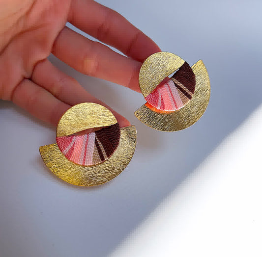 Aretes Trinidad Rosa Café - Sara´s accesorios