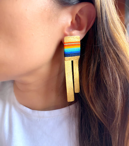 Aretes Amazonia Parana Glam Naranja Azul - Sara´s accesorios