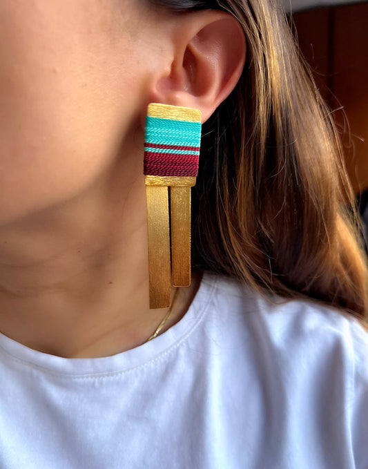 Aretes Amazonia Parana Glam Vino Celeste - Sara´s accesorios