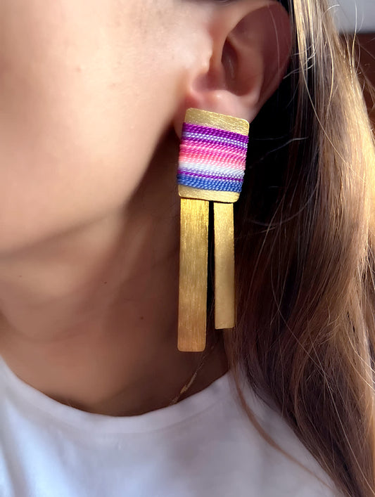 Aretes Amazonia Parana Glam Algodon de Azucar - Sara´s accesorios
