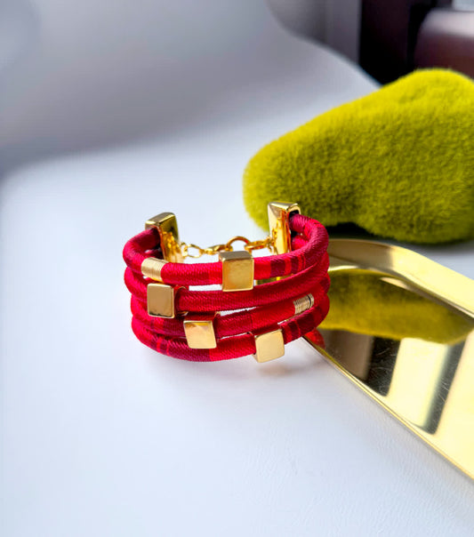 Brazalete Orion degrade de Rojos - Sara´s accesorios