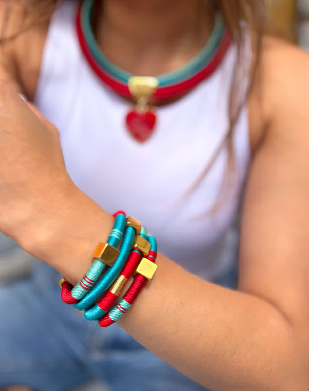 Brazalete Constelacion Orion Rojo turquesa