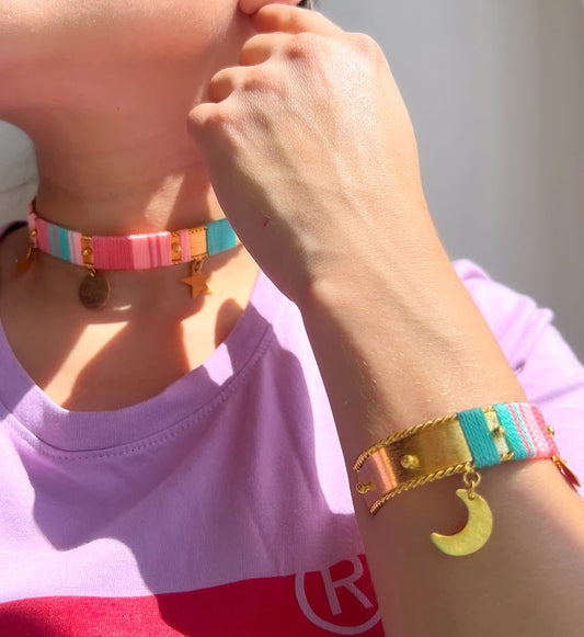 Collar Choker Amazonia Bora Pink