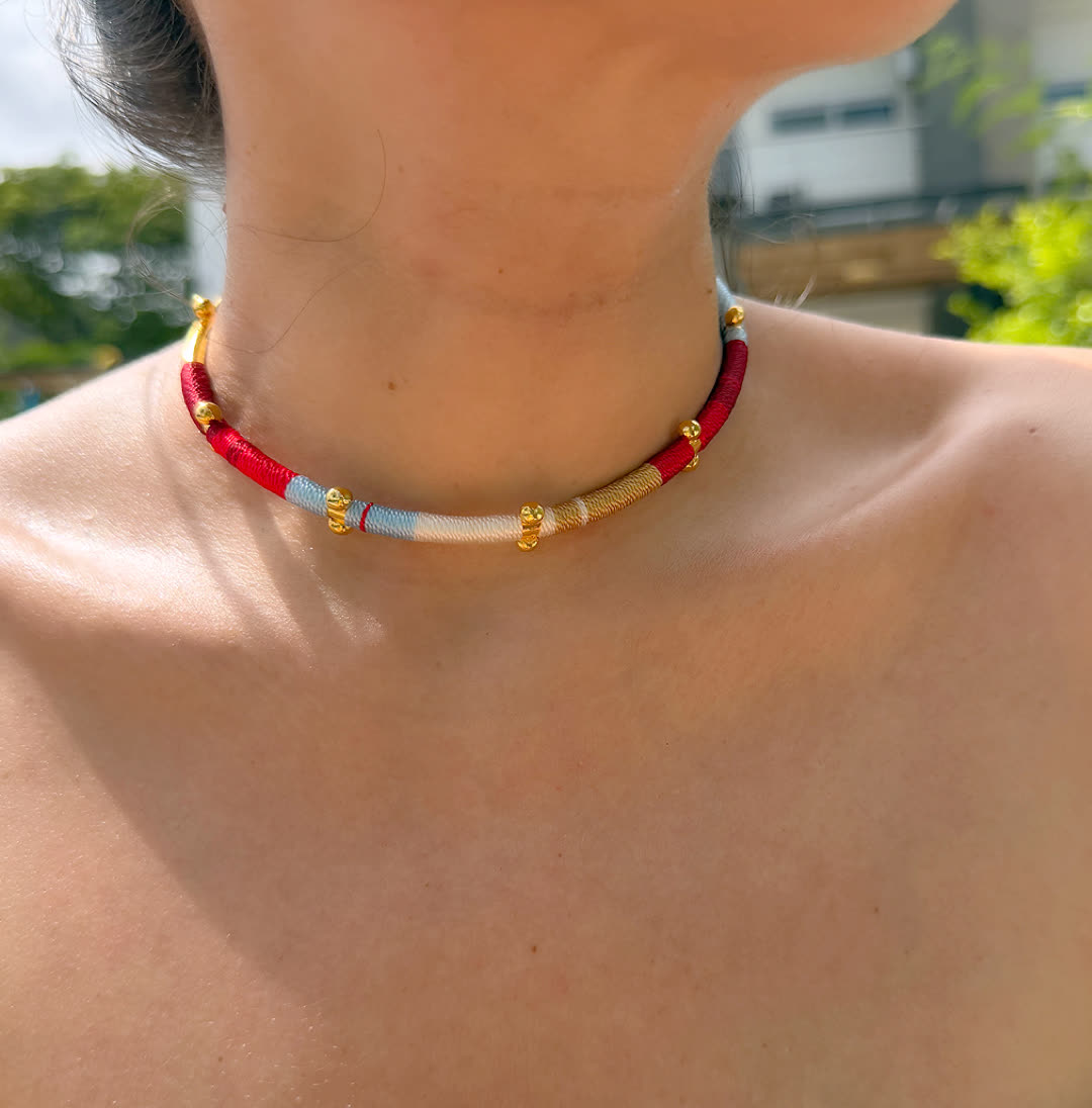 Choker Doble Bacuri Granate