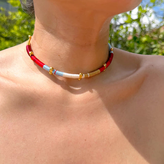 Choker Doble Bacuri Granate