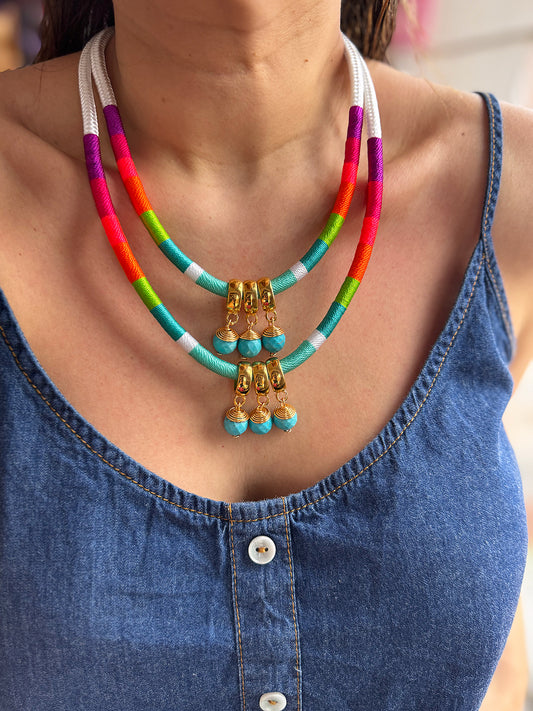 Collar Amazonia Doble Piedras Candy Pop - Sara´s accesorios