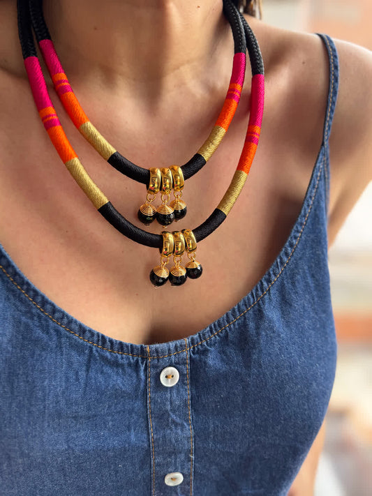 Collar Amazonia Doble Piedras Claopatra - Sara´s accesorios
