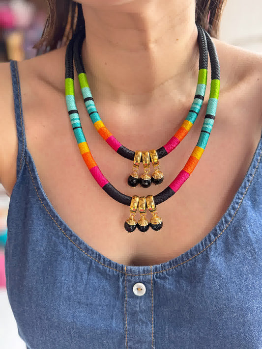 Collar Amazonia Doble Piedras Sara's - Sara´s accesorios