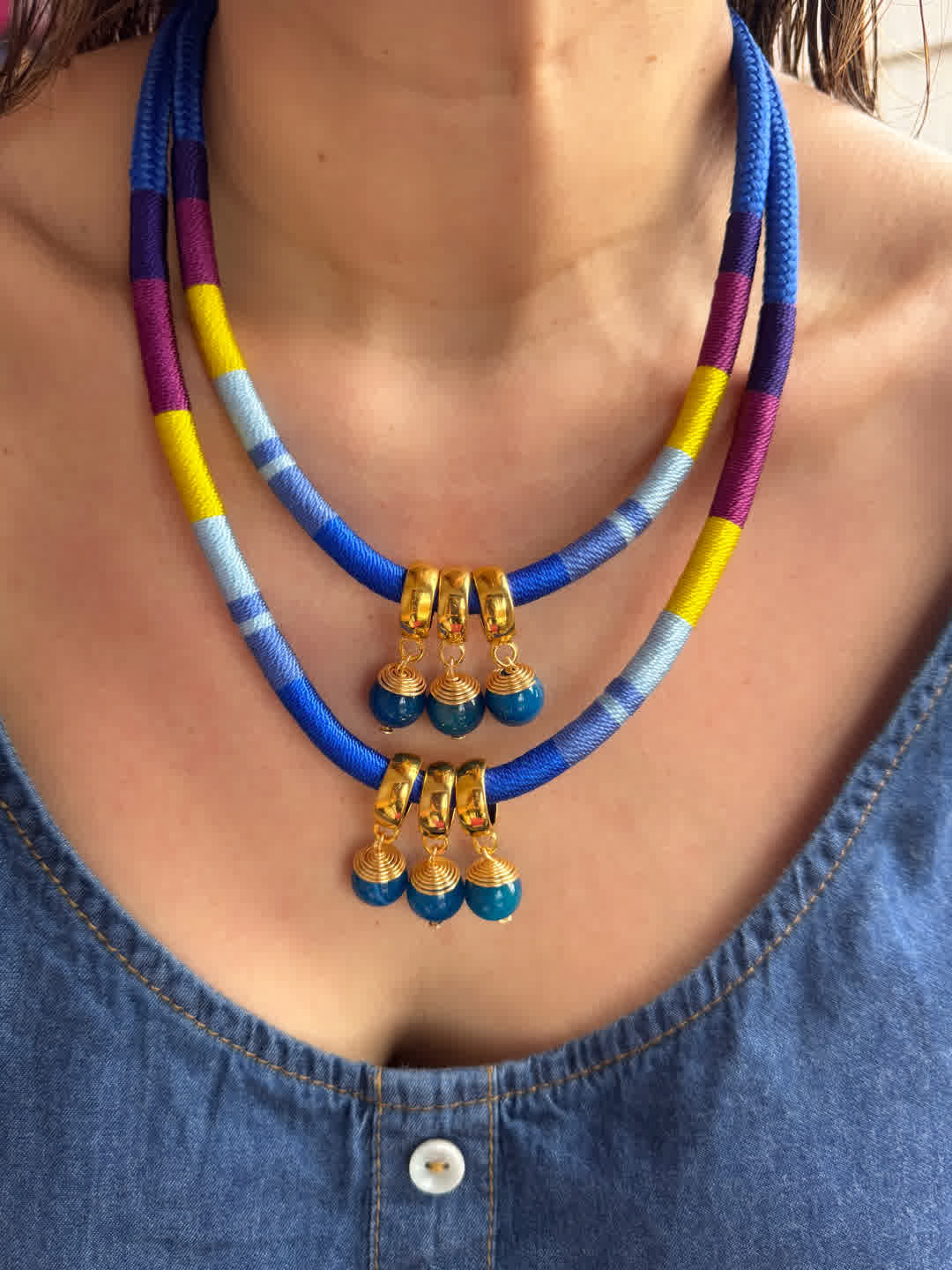 Collar Amazonia Doble Piedras Zafir - Sara´s accesorios
