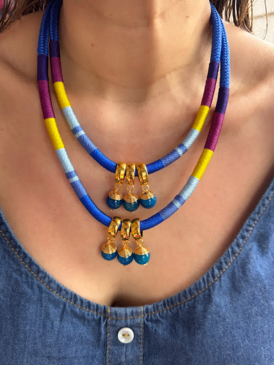 Collar Amazonia Doble Piedras Zafir - Sara´s accesorios