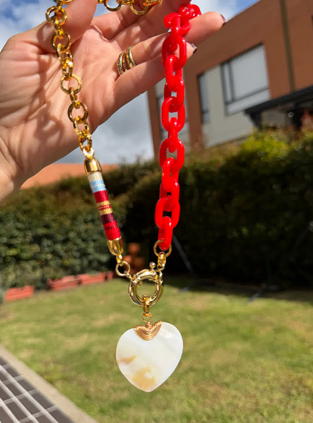 Collar Chain Bianca Granate - Sara´s accesorios
