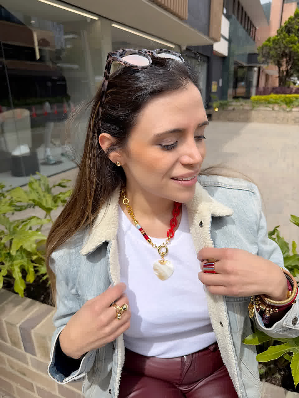 Collar Chain Bianca Granate - Sara´s accesorios