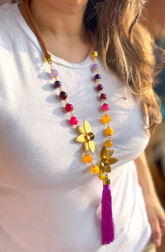 Collar Caño Cristales Maracuya - Sara´s accesorios