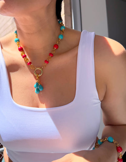 Collar Fenix Rojo Turquesa