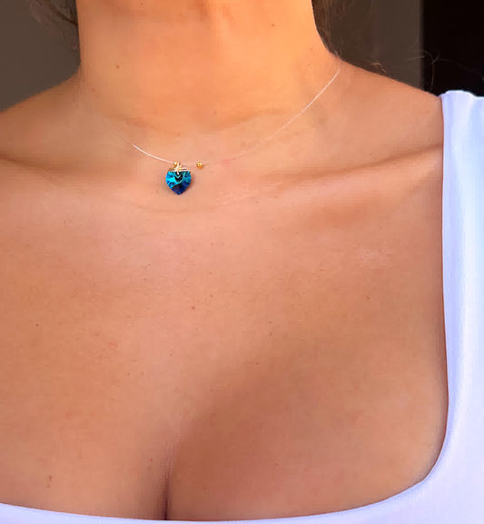 Collar Marroqui Invisibles Corazon Azul Oscuro