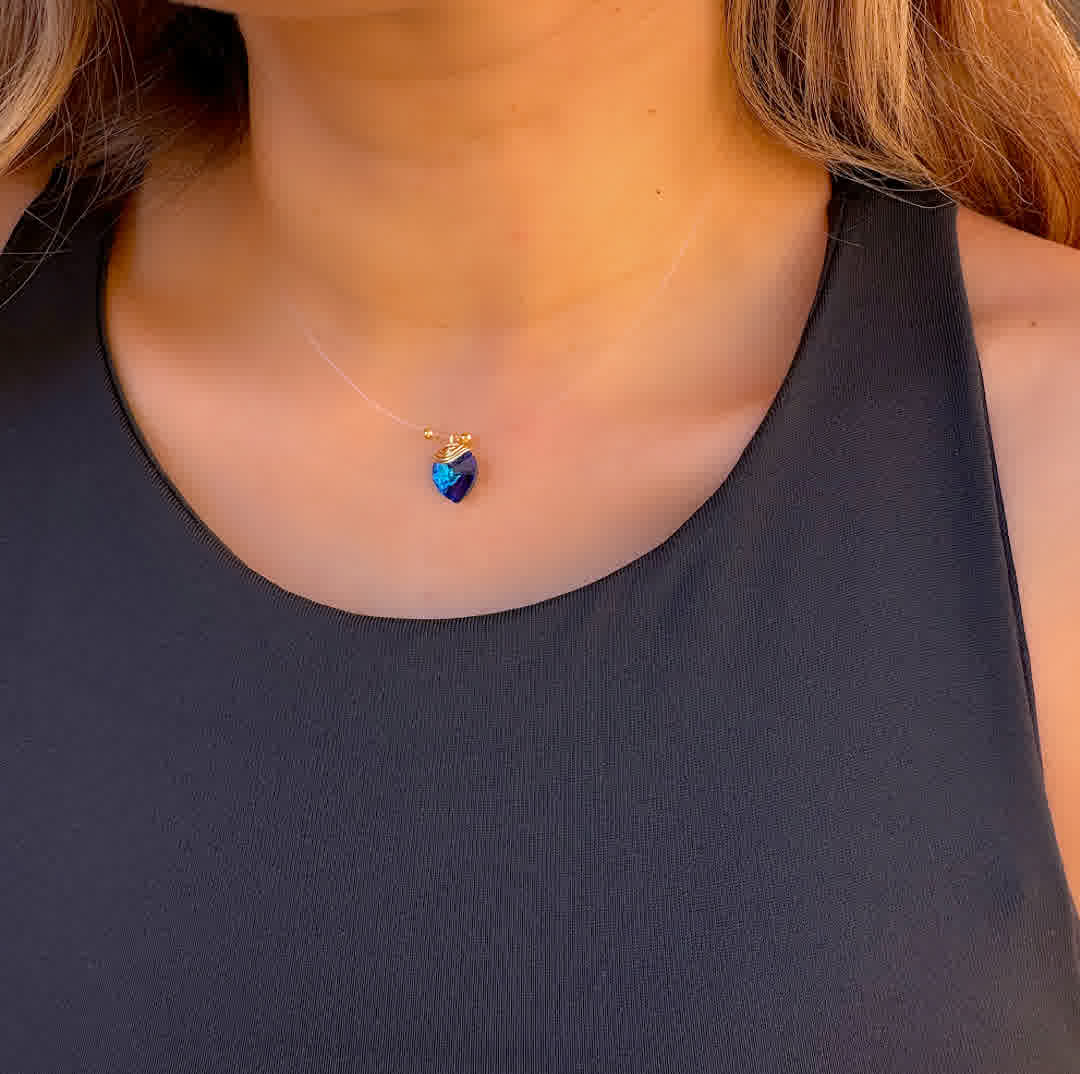 Collar Marroqui Invisibles Corazon Azul cobalto