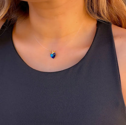 Collar Marroqui Invisibles Corazon Azul cobalto