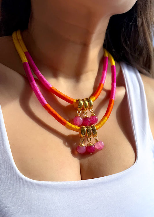 Collar Amazonia Doble Piedras Citricos
