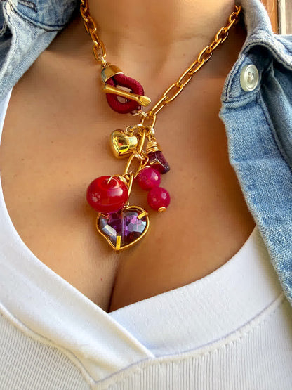 Collar Chain Megan Vino Tinto