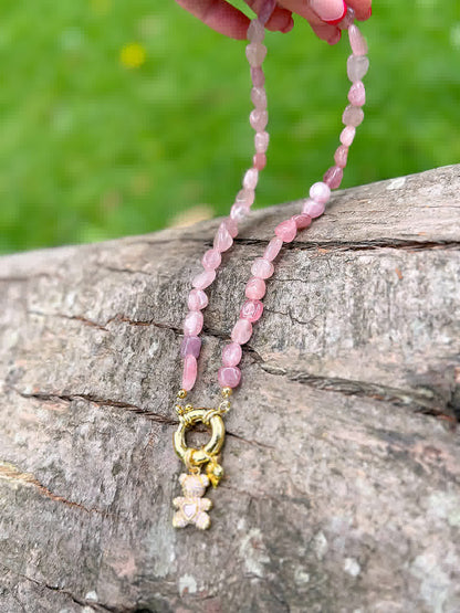 Collar Flor de Cerezo en cuarzo rosado
