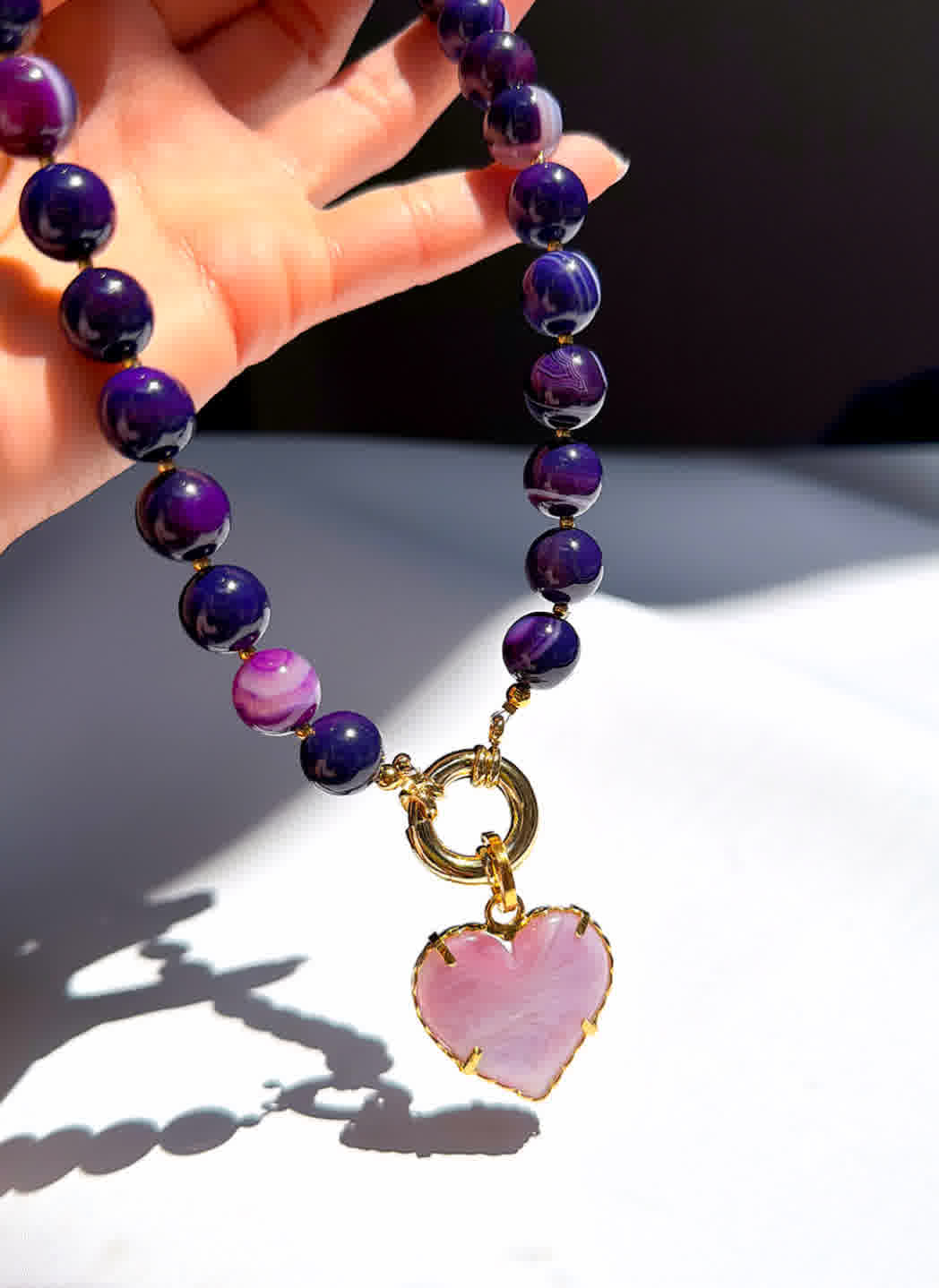Collar Azalea Agata Morado - Sara´s accesorios