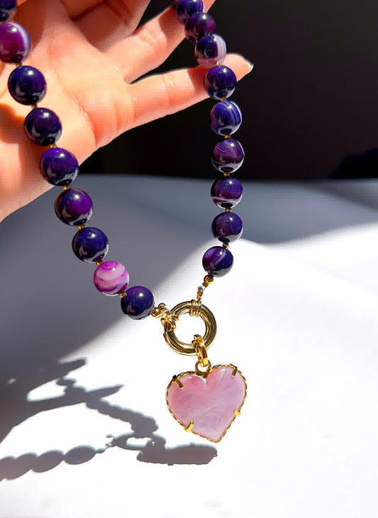 Collar Azalea Agata Morado - Sara´s accesorios