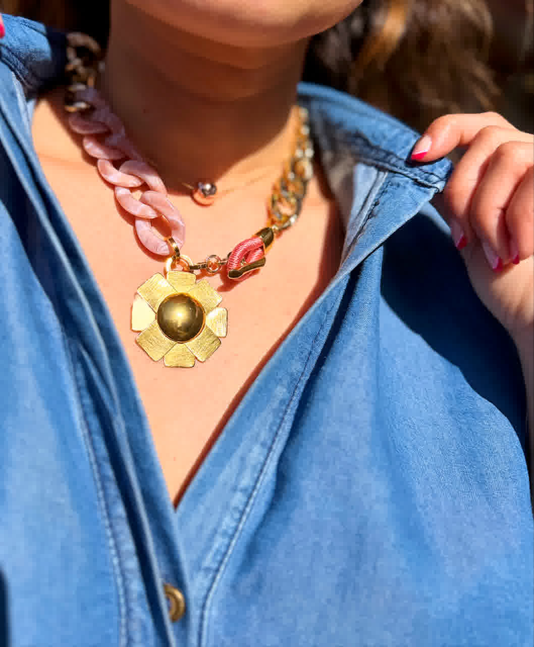 Collar Chain Colors Rosa - Sara´s accesorios