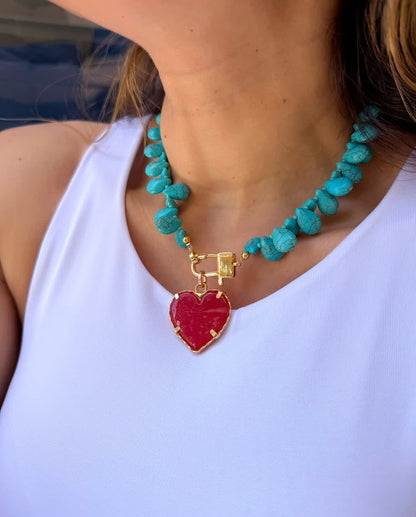 Collar Heliconia turquesa y rojo (Copia) - Sara´s accesorios