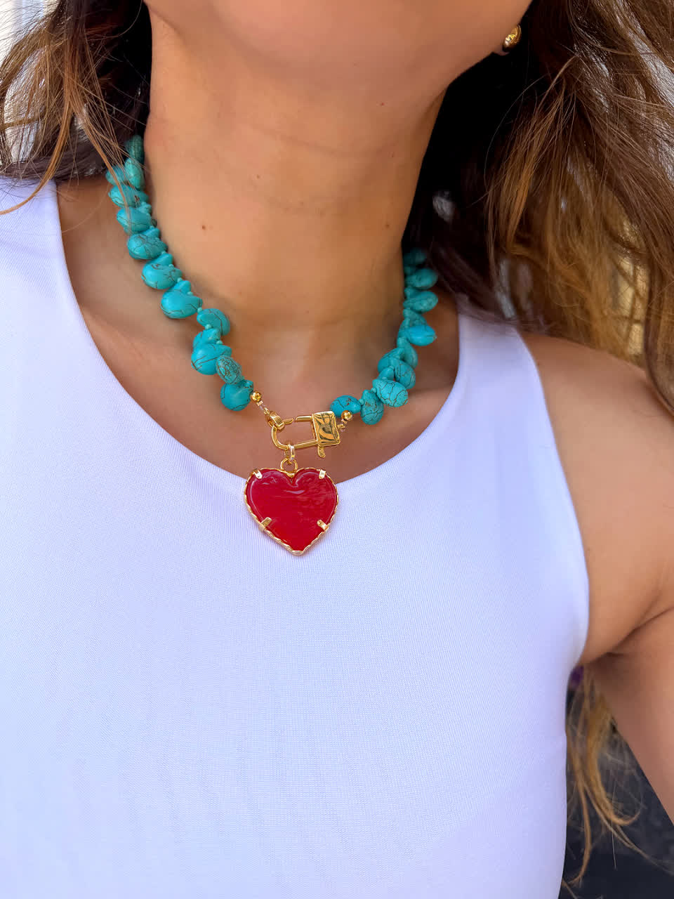 Collar Heliconia turquesa y rojo (Copia) - Sara´s accesorios