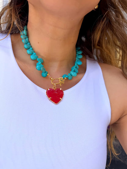 Collar Heliconia turquesa y rojo (Copia) - Sara´s accesorios