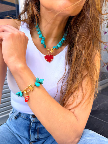 Collar Heliconia turquesa y rojo (Copia) - Sara´s accesorios