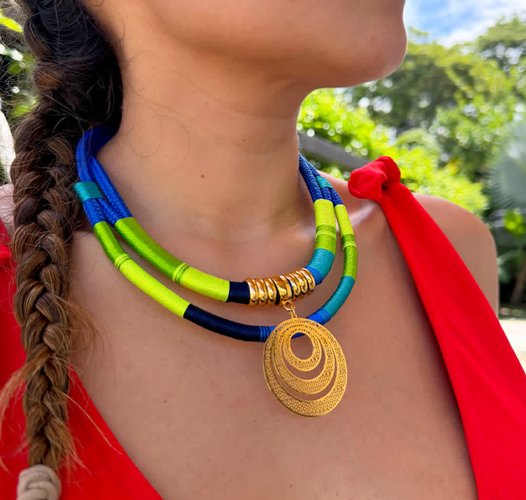 Collar Lagartija Verdes y azules