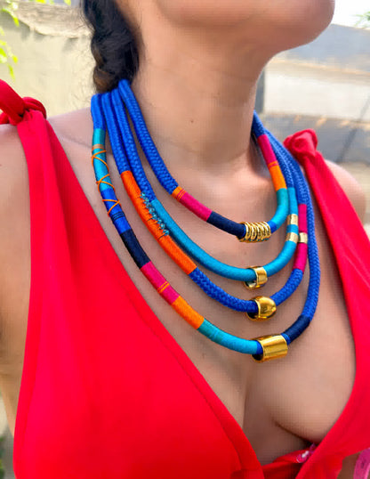 Collar Maxi Cascada Mora Azul