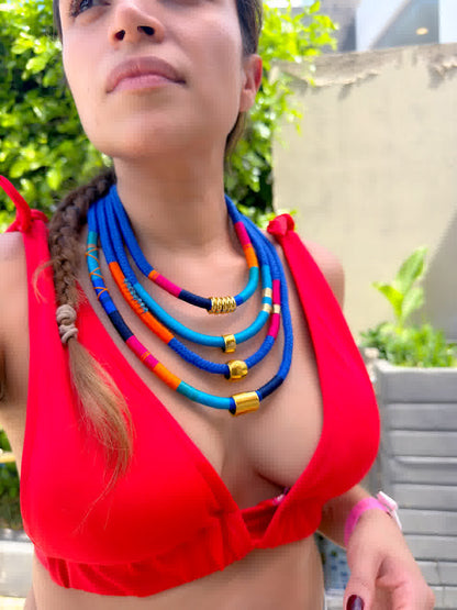 Collar Maxi Cascada Mora Azul