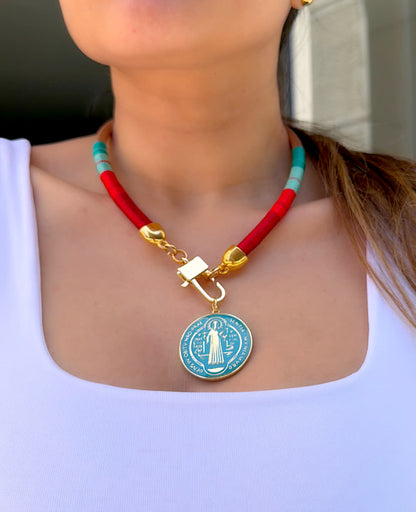 Collar Sparkle Rubi Sb Rojo turquesa
