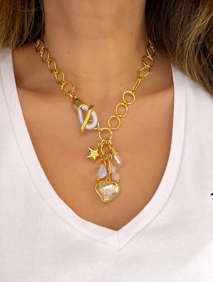 Collar Chain Megan White Glam - Sara´s accesorios