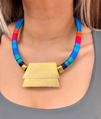 Collar Pectoral Egipcio Mora Azul