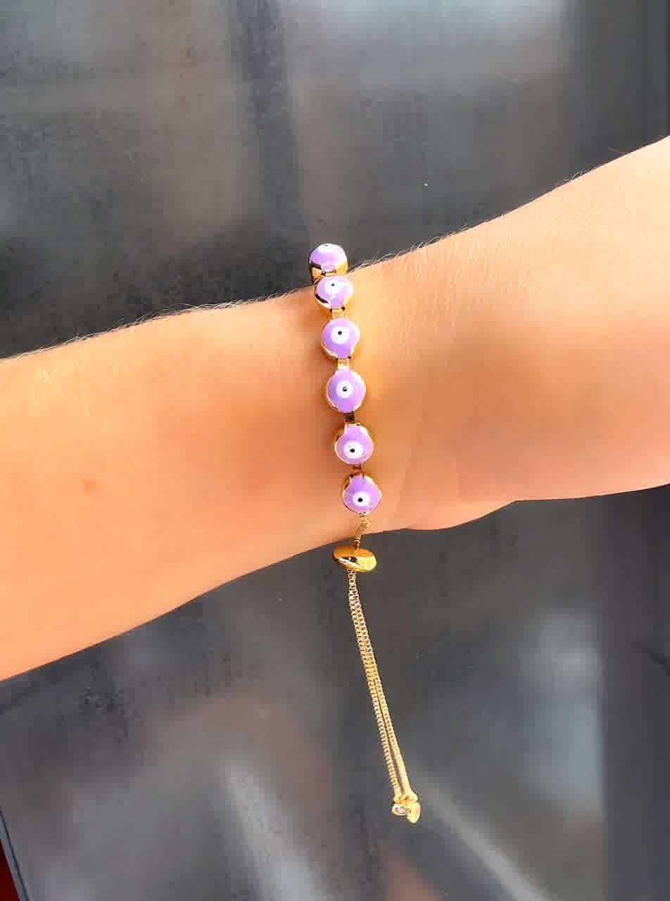 Pulsera Dorada Ojo Turco Rosa