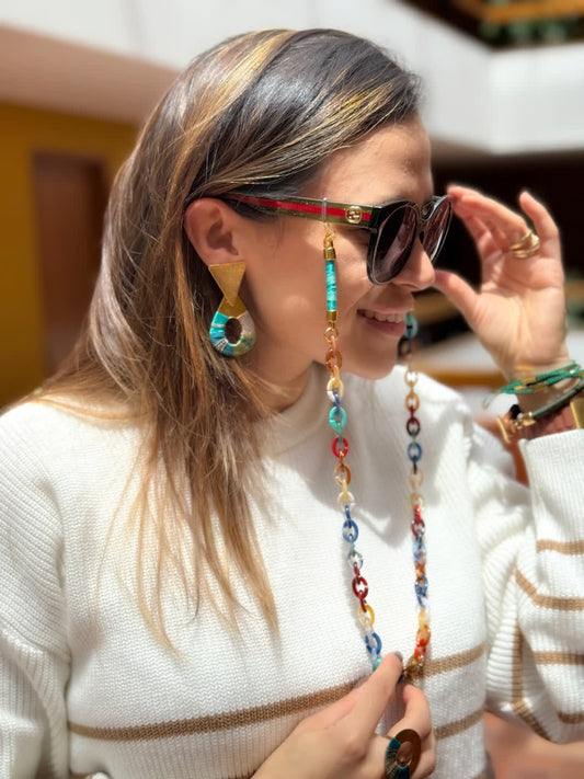 Cuelga Gafas Chain mix turquesa - Sara´s accesorios