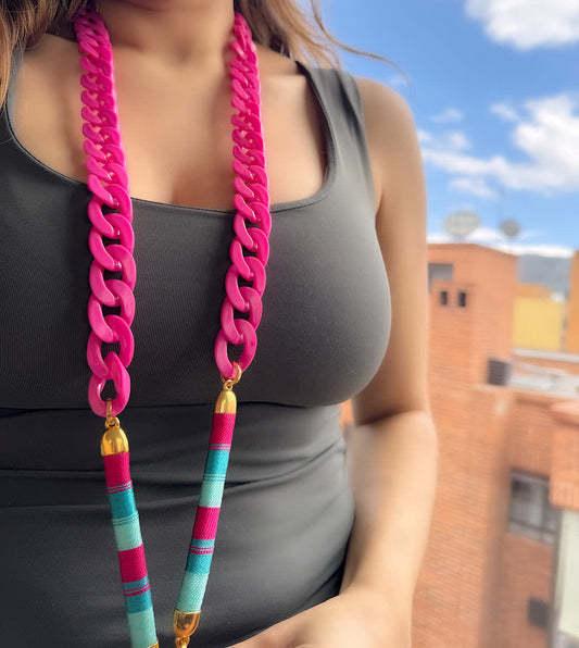 Porta Celular Maxi Fucsia Turquesa - Sara´s accesorios