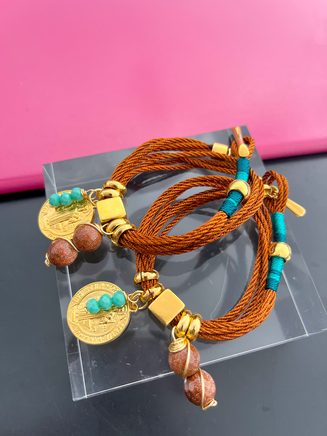 Pulsera Amuleto café palma de cera - Sara´s accesorios