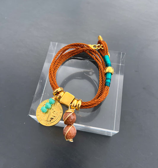 Pulsera Amuleto café palma de cera - Sara´s accesorios
