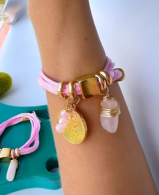 Pulsera Amuleto Rosa Cuarzo - Sara´s accesorios