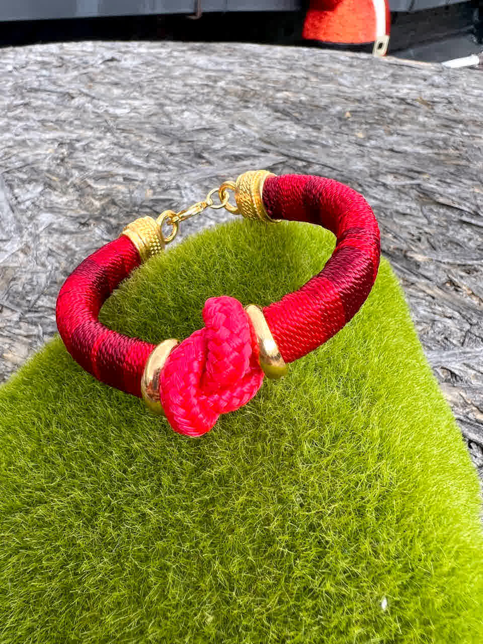 Pulsera Blue Nudo Del Amor Rojo