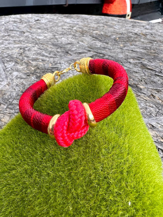 Pulsera Blue Nudo Del Amor Rojo