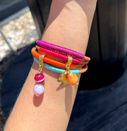 Mini Brazalete Cuero Crudo Fresa - Sara´s accesorios