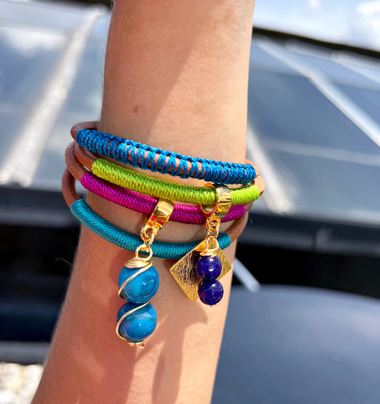 Mini Brazalete Cuero Crudo Pistacho - Sara´s accesorios