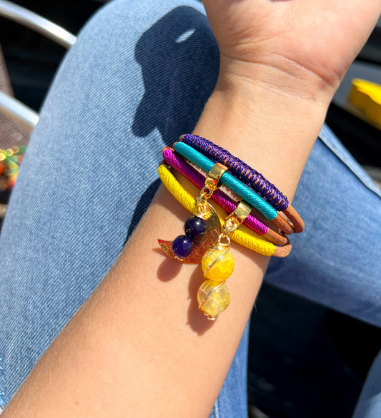 Mini Brazalete Cuero Crudo Fusion - Sara´s accesorios