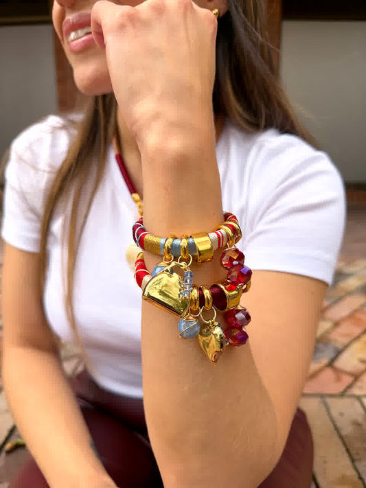 Pulsera Marroqui Caramelo Granate - Sara´s accesorios